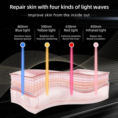 40*29.5cm LED Yüz Maski 4 Renkli Işık Foton Akne Tedavisi Beyazlama Silikon Cilt Bakımı