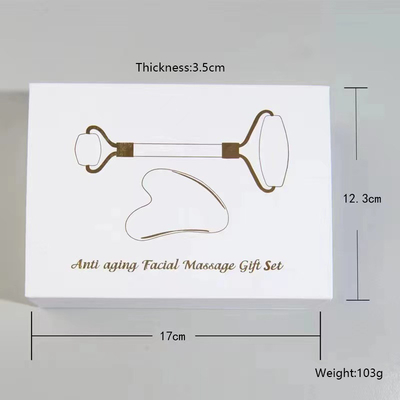 OEM/ODM Rose Quartz Jade Roller Yüz Taşı Masaj Masası Serum Yağı ve Gunsha ile