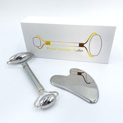 Custom Logo Roller Gua Sha Set Paslanmaz Çelik Vücut Masajı ile rahatlayın ve ağrıyı hafifletin