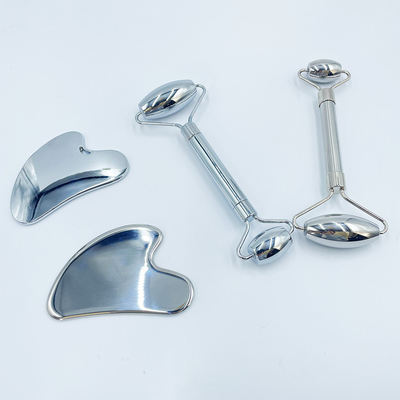 Custom Logo Roller Gua Sha Set Paslanmaz Çelik Vücut Masajı ile rahatlayın ve ağrıyı hafifletin