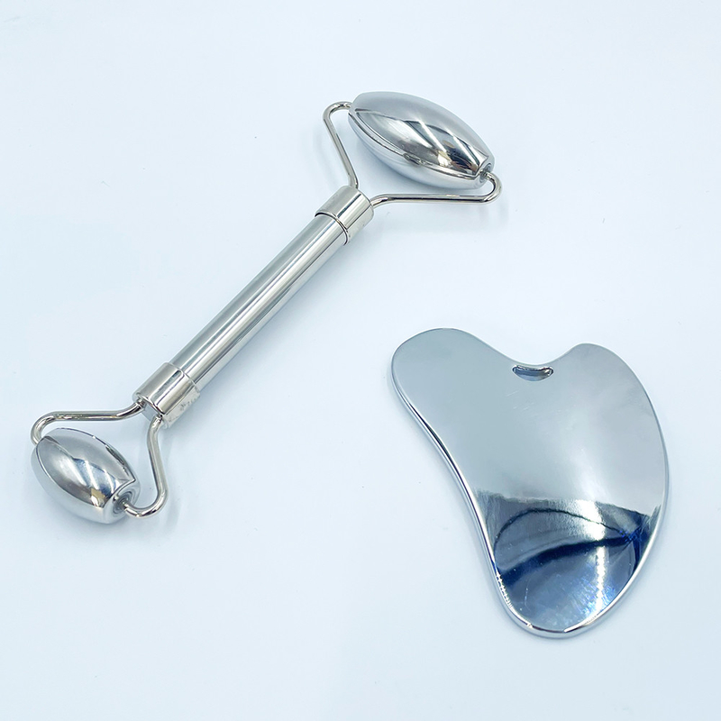 Custom Logo Roller Gua Sha Set Paslanmaz Çelik Vücut Masajı ile rahatlayın ve ağrıyı hafifletin