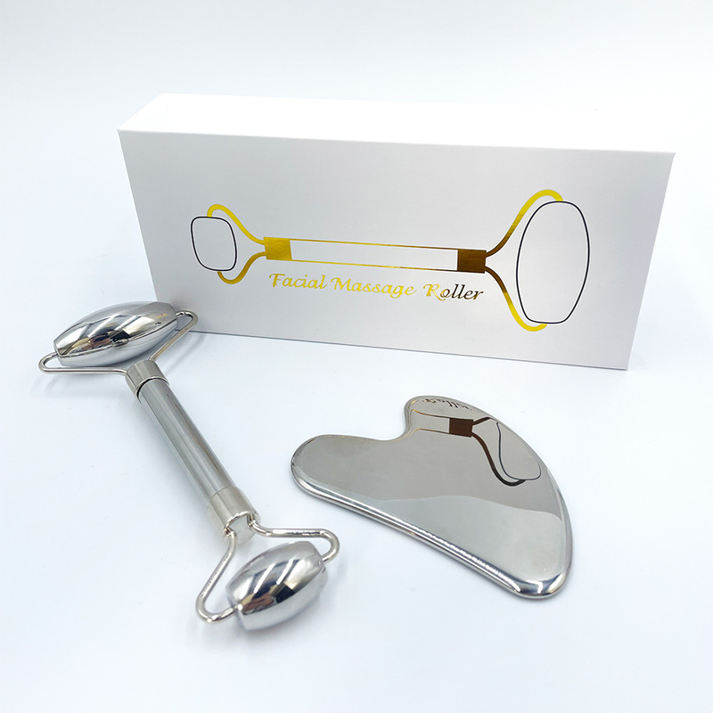 Yeşil Yüz Sağlık Masaj Roleri Gua Sha Aracı Özel Logo ile 304 Paslanmaz Çelik